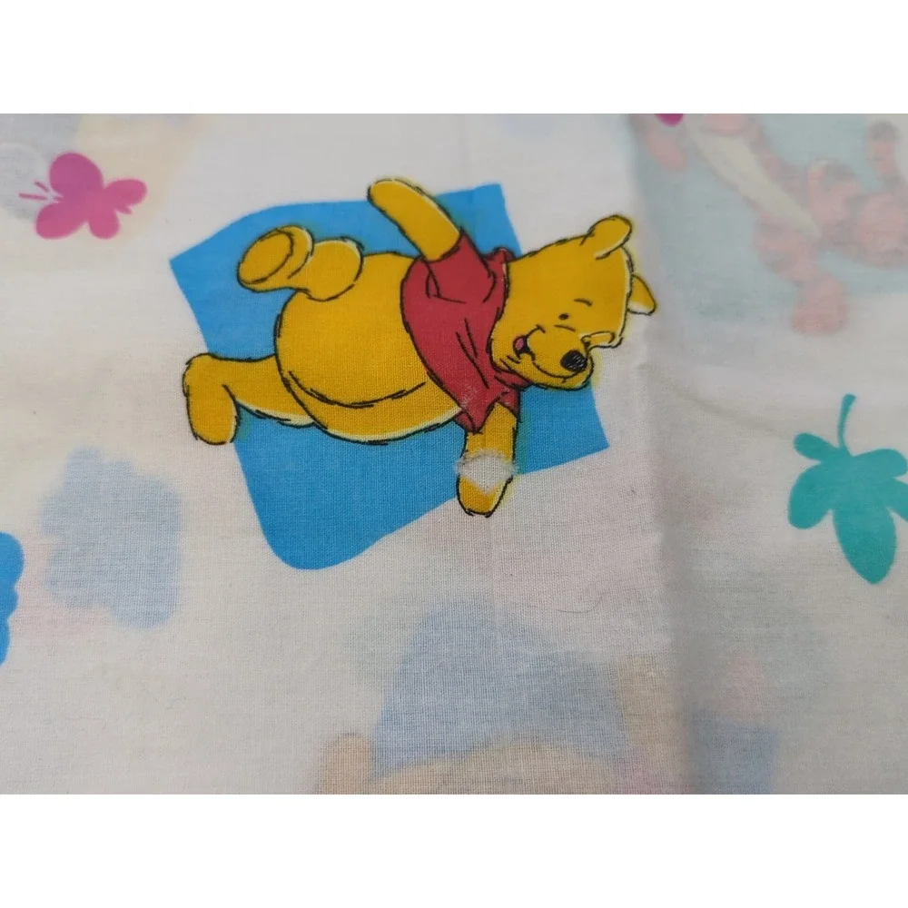 Vintage Winnie the Pooh squares butterflies Fabric piece part of sheet? 41x72 +